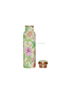 ขวดน้ำทองแดงพิมพ์ลายศิลปะเคลือบพร้อมงานดอกไม้สำหรับอุปกรณ์เสริมการใช้ชีวิตแบบดั้งเดิมทางวัฒนธรรมของแท้ - Product Image 1