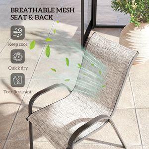 Set of 4 <b>Stackable</b> Patio <b>Chairs</b> <b>Outdoor</b> Dining with High Breathable Mesh Seat Mixed Gray for Garden Lawn and Gym Application - Product Image 5