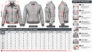 Custom Womens Light Grey Real <b>Leather</b> Bomber Jacket Wholesale Collared Ribbed <b>Waist</b> Ladies Biker Outerwear <b>Coat</b> - Product Image 6