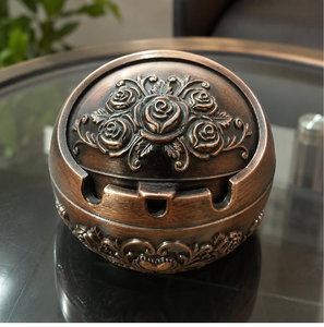 Traditional tribal Dhokra brass filigree weave round tabletop <b>ashtray</b> bowl, available at wholesale prices. - Product Image 3