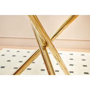 Tavolo da Pranzo Moderno Salvaspazio Dorato con Gambe in Metallo e Piano in Vetro per Cucina o Soggiorno - Product Image 4