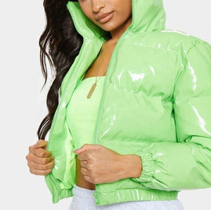 High Quality Long Sleeve <b>Women</b> Cropped Puffer <b>Jacket</b> Solid Color with Stand Collar Best Selling for Outdoor Reasonable Price - Product Image 2