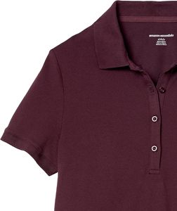 Polo de punto de manga corta de color liso para mujer, top deportivo informal, color morado - Product Image 5