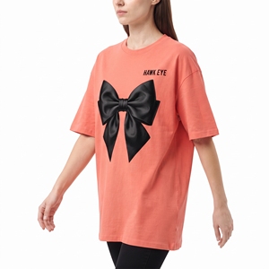 Camiseta de Mujer con Diseño de Lazo, Cuello Redondo, Corte Regular, Transpirable, Tejido de Poliéster, Ropa de Moda para Toda Temporada, Venta al Por Mayor - Product Image 3