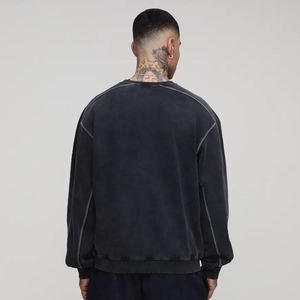 Nueva Llegada 2026 Sudadera Oversize de Cuello Redondo para Hombre, Negra, de Algodón French Terry, con Logotipo Estampado Frontal, Estilo Casual para Otoño, Corte Regular - Product Image 5