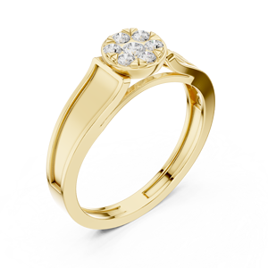 Bague de fiançailles et de mariage en or jaune avec diamant rond et motif floral pour femme - Product Image 3