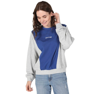 Custom Logo Color Block Women Sweatshirt Crew Neck Long Sleeve Oversized <b>Pullover</b> Wholesale Cotton Embroidered Streetwear <b>Jumper</b> - Product Image 1