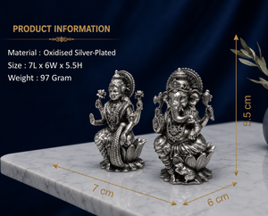 พระโลหิตพระลักษมีพระไคปีช รูปดอกบัวยาว ชุบเงินแท้ 999 จาก Jaipur Metals |   ทองเหลืองแท้ 100% |   7 x 6 x 5.5 ซม. |   97 กรัม |   พูจาและของขวัญ - Product Image 3