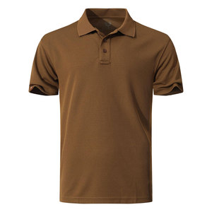 Polo Marron Café Confort Supérieur Tissu Doux Premium Respirant Manches Courtes Vêtement Quotidien Moderne - Product Image 1