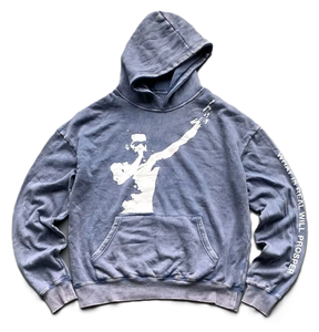 Ropa Urbana Vintage para Niños, Unisex, Casual, Estilo Urbano, Tejido Grueso, Primavera Invierno, Azul Lavado al Ácido, Serigrafiado - Product Image 1