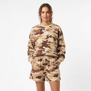 Wholesale Crewneck Sweatshirt <b>Shorts</b> Set <b>Women</b> Camo Print Sweatshirt <b>Shorts</b> Set Casual Two Piece Lounge Outfit <b>Long</b> Sleeve - Product Image 3