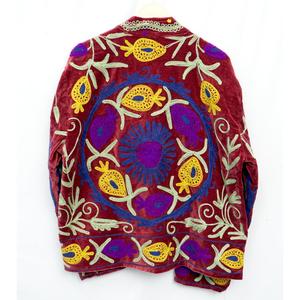 Vintage Hand Embroidered <b>Velvet</b> Unisex Short Winter <b>Quilted</b> Reversible Floral Pattern Eco-Friendly Casual Jacket Mandarin Collar - Product Image 6