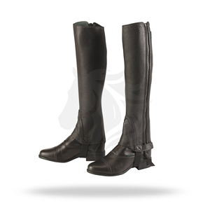 Horse Riding Leather <b>Half</b> <b>Chaps</b> Customized Equestrian Premium Leather <b>Chaps</b> for Training Riding and Competition Use - Product Image 1