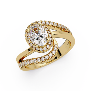 Anillo Solitario Prestige Halo, Oro Puro de 14K, Corte Ovalado, Diamante Cultivado en Laboratorio, Certificado IGI, Anillos de Compromiso, Anillo de Bodas para Mujer - Product Image 2