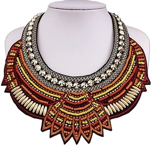 CRYSTAL CRAFT Long Beaded Necklace Boho Native Handmade Seed <b>Bead</b> Tassel Necklace, Bohemian <b>Large</b> Statement Beaded Necklace - Product Image 1