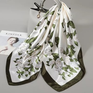 Luxury Women's 100% Silk Satin <b>Square</b> <b>Scarf</b> Solid Multi-Functional Fashion Accessory All Seasons Muslim - Product Image 3