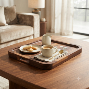 Bandeja de Servir de Madera Hecha a Mano, Bandeja de Lujo para Servir Café, Té, Desayuno y Comida, Bandeja Decorativa para Mesa, Uso Doméstico y en Restaurantes - Product Image 2