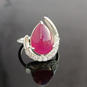 Bague en rubis naturel taille poire, plaqué argent 925, style victorien, bijou de déclaration pour anniversaire - Product Image 2