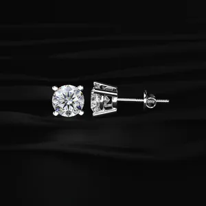 Boucles d'oreilles en diamant rond de 2 carats, minuscules clous d'oreilles en diamant, bijoux minimalistes en diamant, adorables clous d'oreilles, boucles d'oreilles en diamant avec clarté VVS-VS - Product Image 3