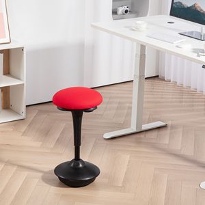 Sgabello Ergonomico Regolabile Rosso, Sedia Contemporanea Senza Schienale con Movimento Oscillante, Certificata BIFMA, Sedia per Visitatori - Product Image 2