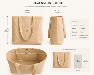 Sac fourre-tout en toile de coton beige pour un usage quotidien - Product Image 2