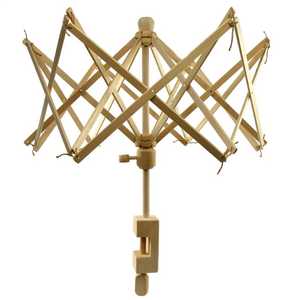 Enrouleur de fil robuste en bois, style parapluie, avec pince de table, support de bobine pour le bobinage de la laine et du fil de tricot - Product Image 1