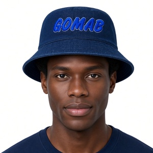 Sombrero de Pescador Azul para Hombre, Diseño de Letras Bordadas, Algodón, Casual, Protección Solar, Moda - Product Image 1