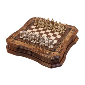 Handcrafted Mixed <b>Wood</b> <b>Chess</b> <b>Set</b> with Brass Pieces | Wholesale from India - Product Image 1