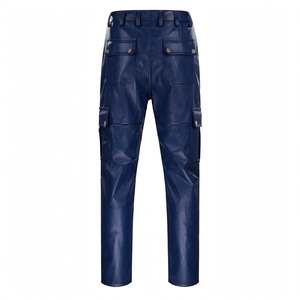 <b>Men's</b> Blue PU Coated Workwear <b>Pants</b> Mid Waist Lightweight Dark Wash Anti-Wrinkle Quick Dry Breathable Spandex/Nylon Casual <b>Pants</b> - Product Image 2