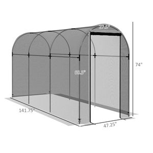 Carpa de acero galvanizado BC 4 x 12 negra con puerta con cremallera para protección de plantas - Product Image 3