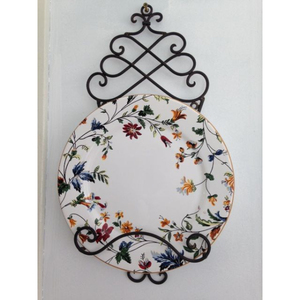 Étagère à assiettes en métal forgé à fixer au mur, support à assiettes sur table, finition noire, support à vaisselle de cuisine - Product Image 1