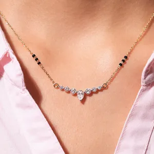 Pendentif en or avec diamant solitaire de laboratoire certifié IGI, couleur D-E, taille tailleuse, clarté VVS-VS, pour fiançailles, mariage, style indien, Mangalsutra - Product Image 4