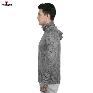 Vente en gros de sweats à capuche de pêche pour hommes, à manches longues, légers, respirants, à séchage rapide, avec sublimation de logo - Product Image 3