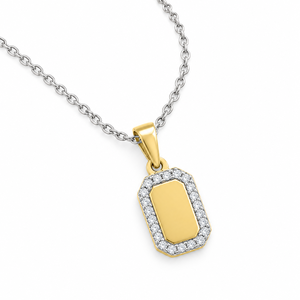 Pendentif en moissanite plaqué or jaune avec serti clos à taille brillant ronde, classique pour un usage quotidien - Product Image 1