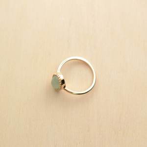 Gold Plated Green Aventurine Beaded Bezel Setting Minimalist Dainty Stackable Everyday Handmade Oval Cabochon Gemstone <b>Ring</b> - Product Image 3