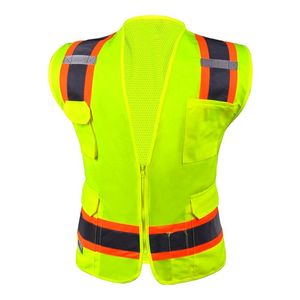 Chaleco Reflectante de Alta Visibilidad para Invierno, en Negro, Azul, Amarillo Canario, para Uso Industrial - Product Image 3