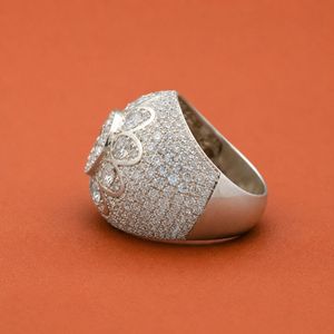 925 <b>Sterling</b> <b>Silver</b> Prong Setting Round Diamond Moissanite Hip Hop Wedding Iced <b>Ring</b> for <b>Men</b> - Product Image 3