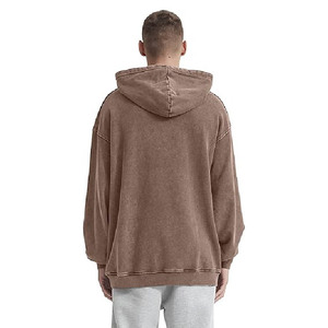 Factory Wholesale Custom 100% Cotton Acid Wash Pullover Hoodie Unisex Oversized Vintage <b>Brown</b> <b>Fleece</b> 300g Kangaroo Pocket - Product Image 5