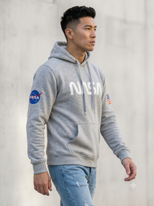 Sweat à capuche personnalisé avec logo, gris, en coton French Terry, décontracté, avec poche kangourou, patch drapeau, doublure thermique, 370g, vêtements d'hiver pour homme - Product Image 4
