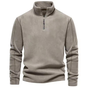 Sweat-shirt à col zippé pour homme, en polaire sherpa, chaud pour l'hiver - 100% coton, moelleux, épais, lourd, services OEM personnalisables - Product Image 1