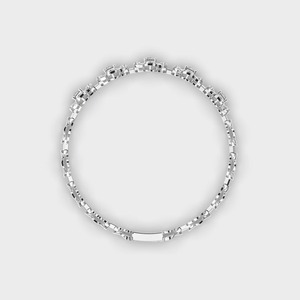IGI Certified Princess & Round Diamond Clover Motif Diamond Link <b>Bracelet</b> in <b>Solid</b> 925 Sterling <b>Silver</b> - Product Image 4