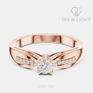Bague de fiançailles en or blanc 14 carats avec diamant de laboratoire rond de 0,21 carat, certifié IGI, couleur F+, clarté VS+, bague de promesse pour femme - Product Image 3