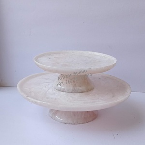 Best Quality Artizon Studio Handmade White Swirl Acrylic Resin <b>Cake</b> <b>Stand</b> Polished Dishwasher Safe Model AS-CS521 for Office - Product Image 1