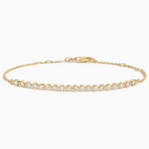Pulsera de tenis con bisel pequeño de oro amarillo macizo de 14K y diamante cultivado en laboratorio de 0.23 ct, chapada en rodio, certificada por IGI, joyería fina minimalista - Product Image 1