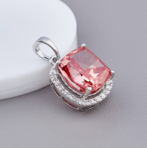 <b>Cushion</b> Cut Morganite Pendant Necklace 925 Silver Rhodium Plated Classic Women's Jewelry Everyday Wear - Product Image 1