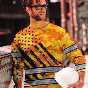 Camiseta de Alta Visibilidad con Diseño de Calavera para Hombre, Camiseta de Seguridad Reflectante de Manga Larga, Camiseta de Trabajo Reflectante con Estampado por Sublimación - Product Image 5