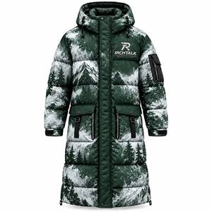 <b>Men's</b> <b>Long</b> Hooded <b>Puffer</b> Jacket Winter Windproof Thick Polyester Print Sporty Style with Zipper Closure - Product Image 6