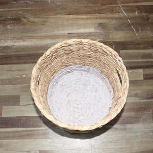 Natural Water Hyacinth Storage <b>Basket</b> Circle Shape Two Tone Woven Eco-Friendly Rustic Multi-Purpose Neatening Container - Product Image 6