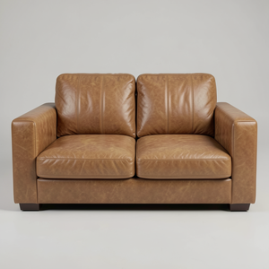 Canapé moderne deux places en cuir de vachette véritable avec silhouette épurée et structurée, finition haut de gamme, idéal pour les espaces intérieurs haut de gamme - Product Image 2