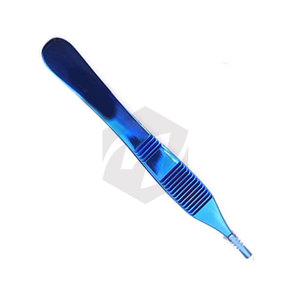 Forceps chirurgical professionnel de 4 3/4 pouces avec 7x7 dents, en acier inoxydable bleu, instrument médical vétérinaire - Product Image 4